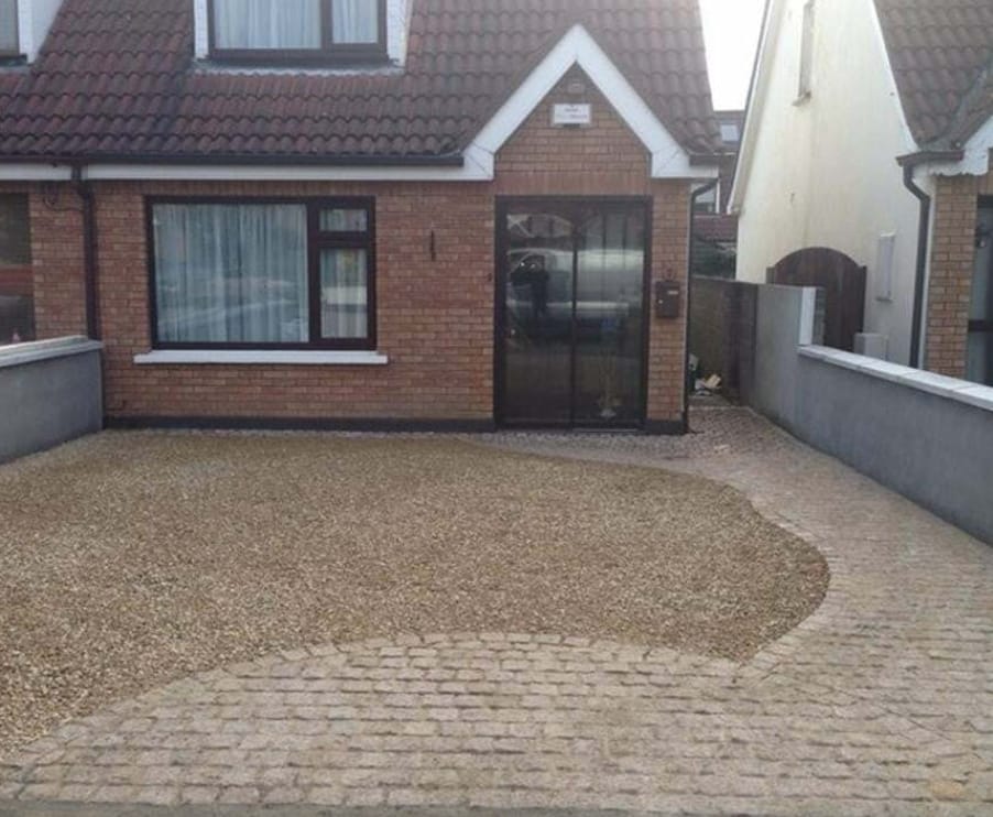 Gravel driveway and cobblestone edging in Northiam, East Sussex
